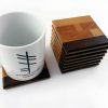 Stack of End Grain Coasters with Mug